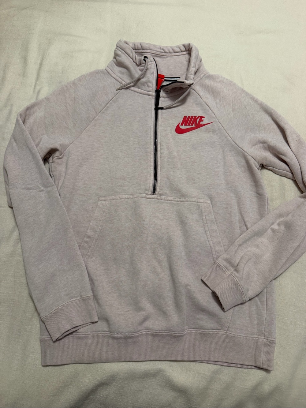 Nike Half-Zip Pullover Sweatshirt - Light pink with hot pink Logo women XS